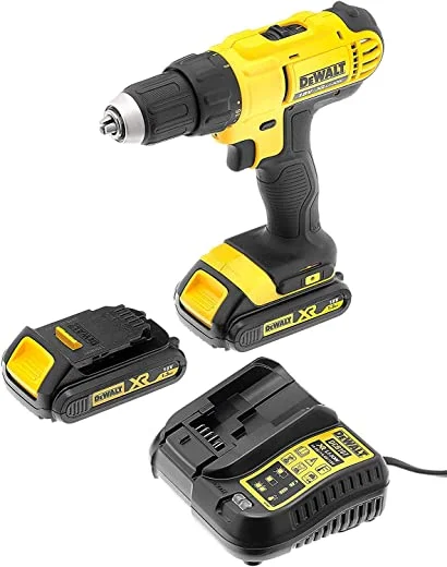 DeWalt XR Akku-Bohrschrauber DCD771C2 – Akkubohrer mit 2-Gang-Vollmetallgetriebe & LED-Arbeitslicht – Robust und universell einsetzbar – 1 x Akkuschrauber Li-Ion 18 V + 2 Akkus