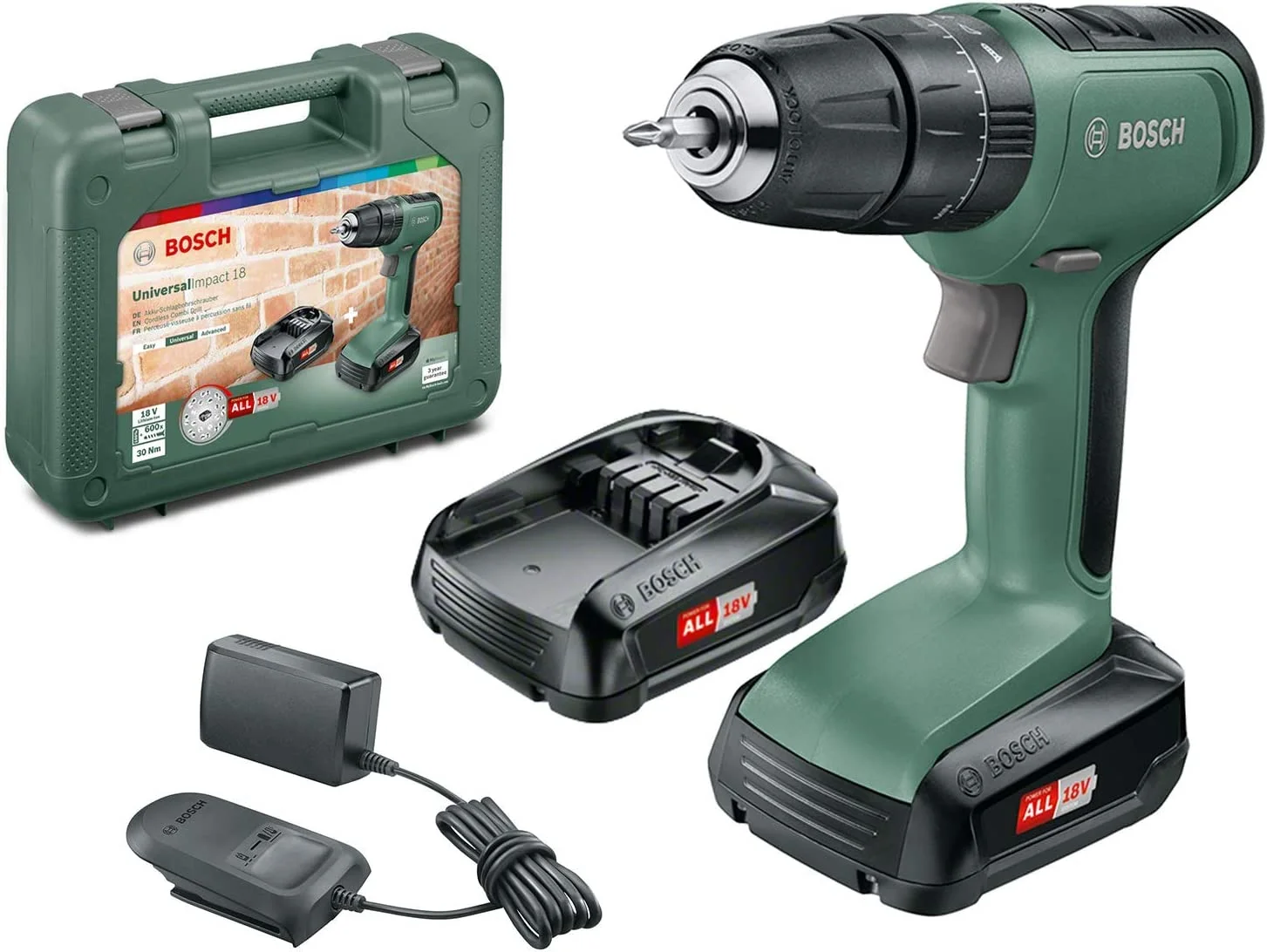Bosch Akku Schlagbohrschrauber UniversalImpact 18 (2 Akku, 18 Volt System, im Koffer)