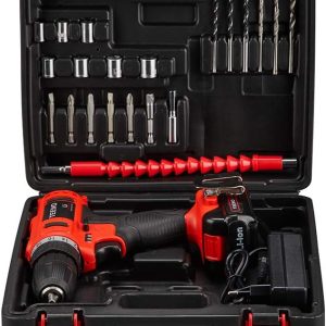 TEENO Akku-Bohrschrauber 21 V, 2 Geschwindigkeiten Akku-Bohrmaschine