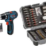 Bosch Professional Akkuschrauber GSR 12V-15 (2x 2,0 Ah Akku, 12 Volt, Schrauben-Ø max: 7 mm, in Tasche) + Bosch Professional 43tlg. Schrauber Bit Set