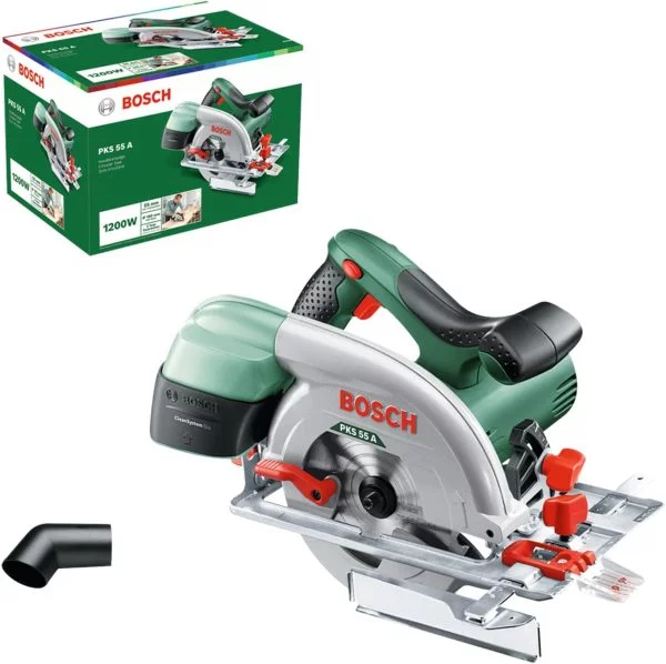 Bosch Kreissäge PKS 55 A (1200 Watt, max. Schnitttiefe 55 mm, im Karton)