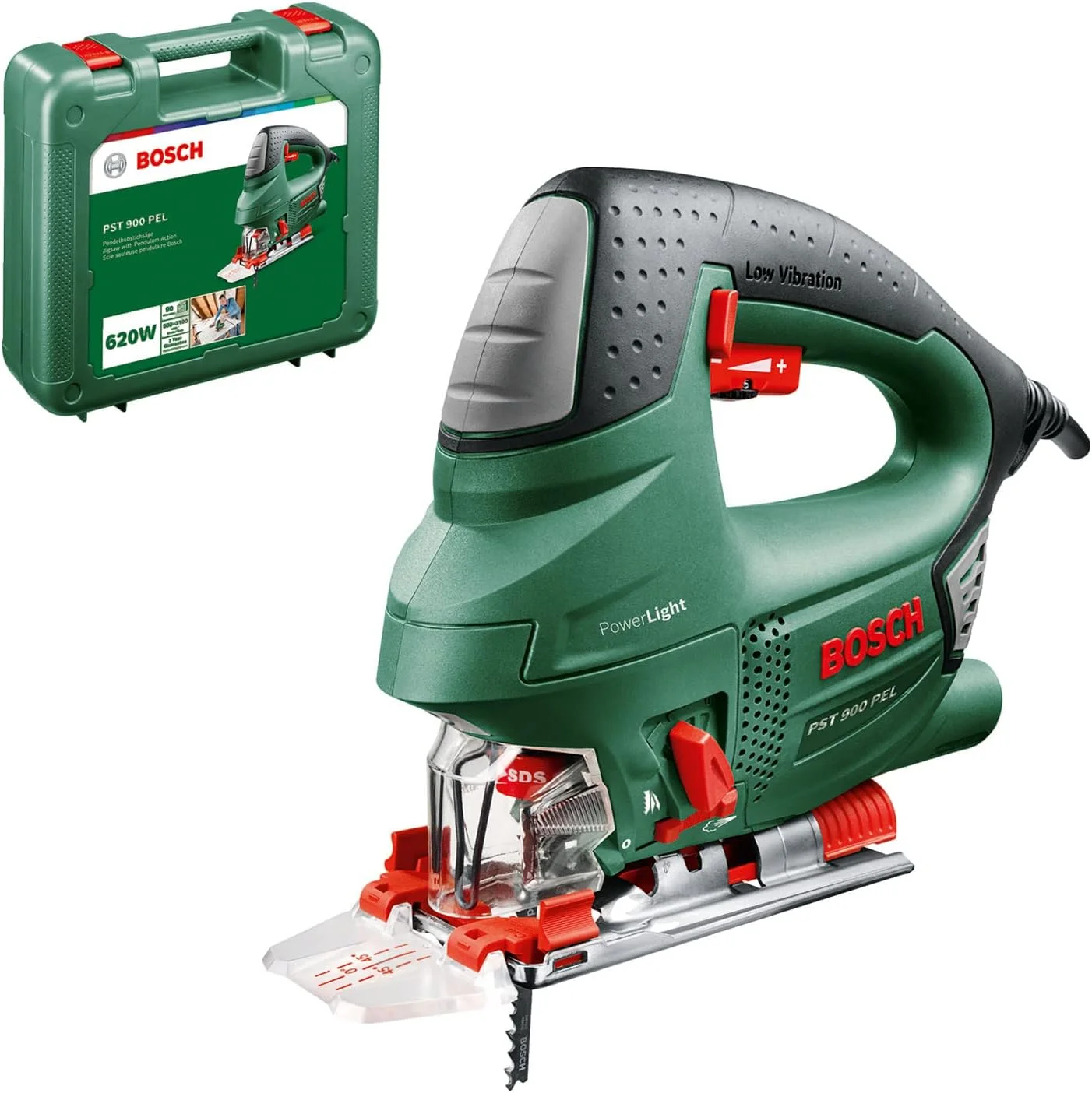 Bosch Stichsäge PST 900 PEL (620 Watt, Schnitttiefe 90 mm, im Kunststoffkoffer)