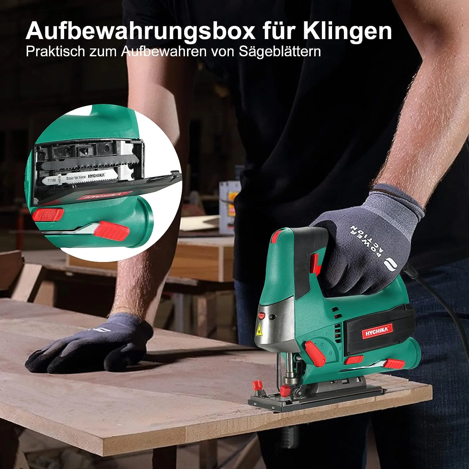 HYCHIKA Stichsäge, 800W Max Holz Schnitttiefe 110mm