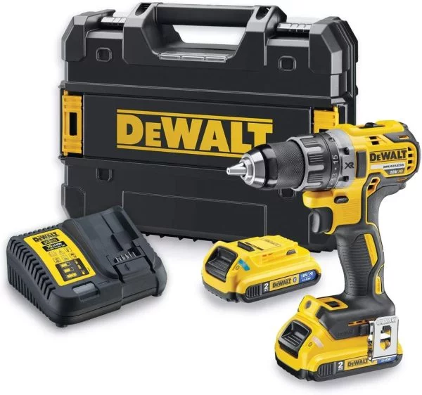 DeWalt Akku-Bohrschrauber/Akkuschrauber (18V, 2.0 Ah, bürstenlos, mit Zwei-Gang-Vollmetallgetriebe)