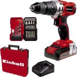 Einhell Akku-Schlagbohrschrauber TE-CD 18/2 Li-i +22 (1x2,5Ah) Power X-Change (Li-Ion, 18 V, 44 Nm, 2-Gang-Getriebe, inkl. 2,5 Ah Akku, Schnellladegerät, 22-tlg. Bit-Box und Koffer)