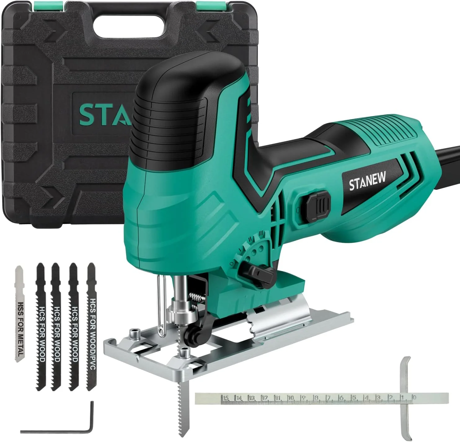 Stichsäge 650W Mit 5xStichsägeblatt, 3000 U/min STANEW Elektro-Stichsäge