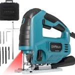 Stichsäge, Orfeld Pendelhubstichsäge 850W mit Laserführung und Schalterverriegelung, schnellem Klingenwechsel, 3000 SPM, 6 Geschwindigkeiten und 4 Orbitalpositionen für Holz, PVC, Sperrholz und Metall