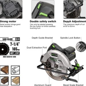 GALAX PRO Kreissägen, Handkreissäge 1200W 5800RPM