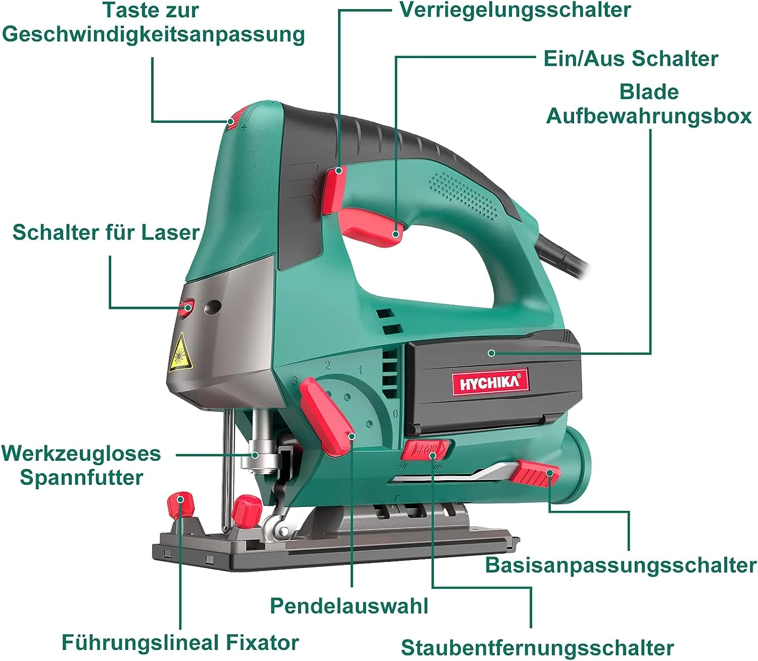 HYCHIKA Stichsäge, 800W Max Holz Schnitttiefe 110mm