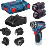 Bosch Professional 12V Akkuschrauber GSR 12V-35 FC Set (2X 3.0 Ah Akku, max. Bohr∅ Holz/Stahl: 32/10 mm), 12 V, blau & 12V System Akku LED-Lampe GLI 12V-330 (330 Lumen, Betriebszeit: 180 min/Ah)