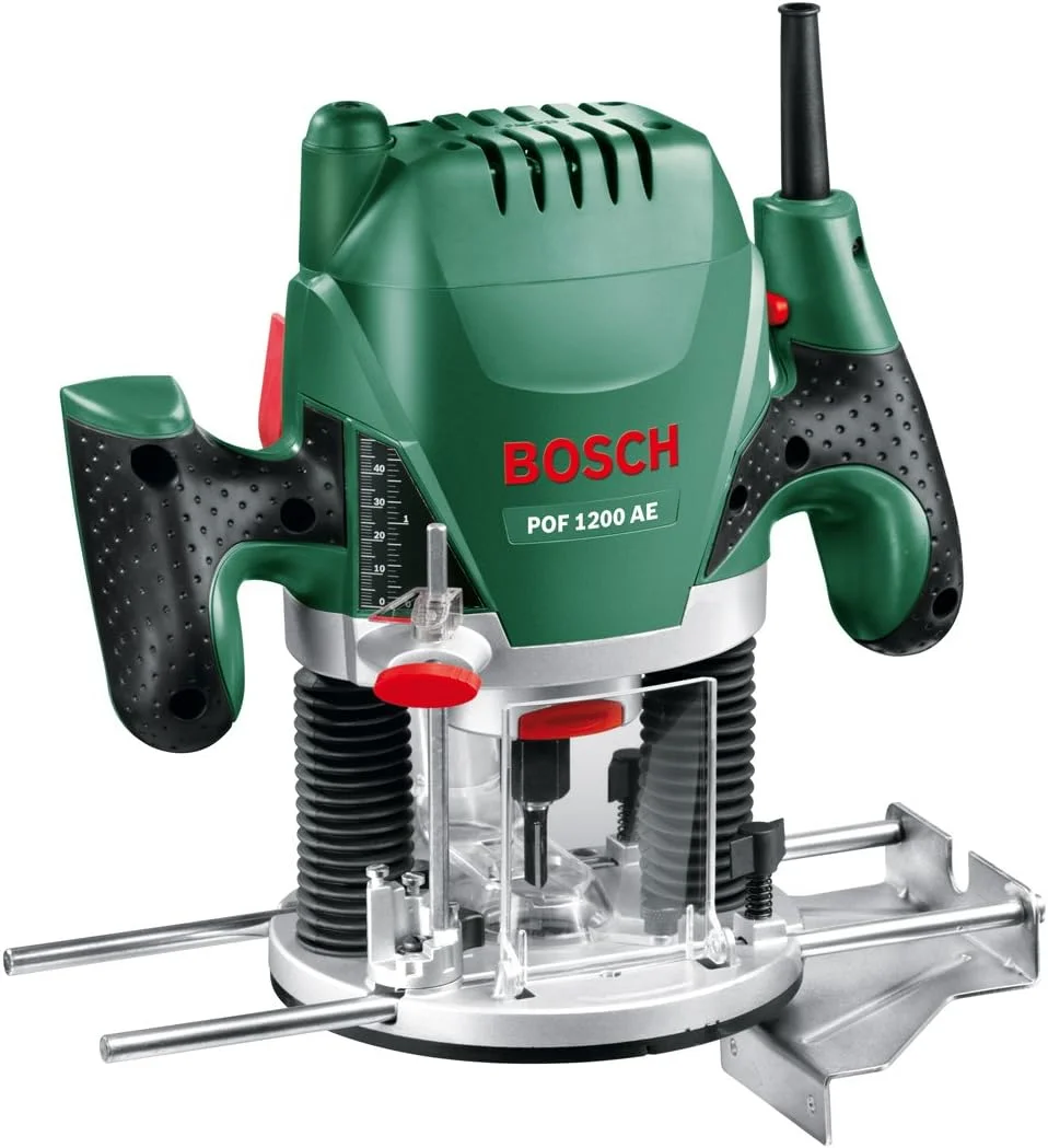 Bosch Oberfräse POF 1200 AE (1200 Watt, inkl. Zubehör für präzise Holzbearbeitung)