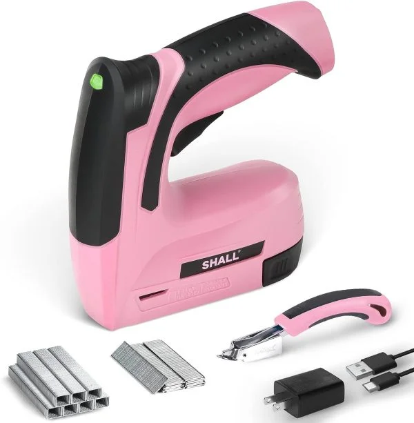 SHALL 2-in-1 Akku-Heftpistole, 4 V wiederaufladbar, elektrischer Nagler / Heftgerät