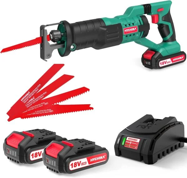 Säbelsäge, HYCHIKA 18V Säbelsäge Akku mit 2x2.0Ah Batterien