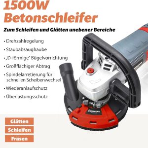 FANZWORK Betonschleifer Betonfräse Set mit Diamantschleiftopf