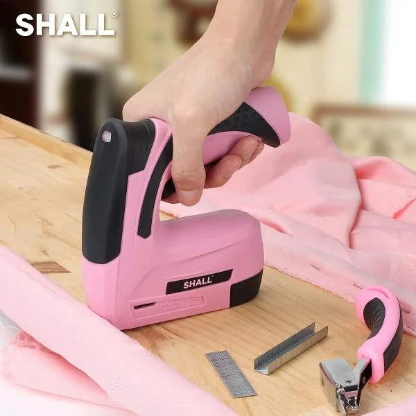SHALL 2-in-1 Akku-Heftpistole, 4 V wiederaufladbar, elektrischer Nagler / Heftgerät
