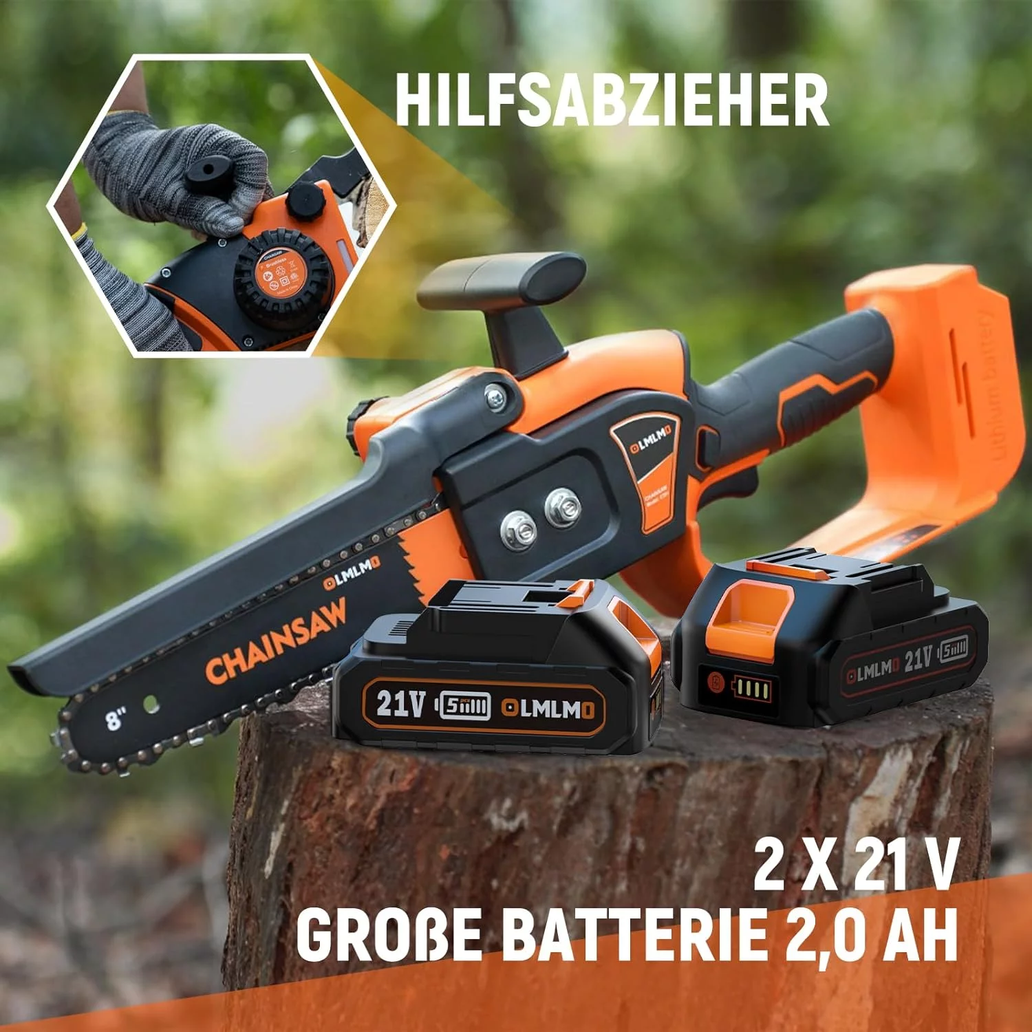 Akku Kettensäge 25cm, Mini Kettensäge mit Akku 4000mAh