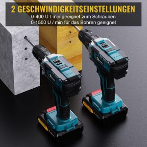 CONENTOOL 21V Akkuschrauber Set, bohrschrauber mit 2x 1500mAh Akkus