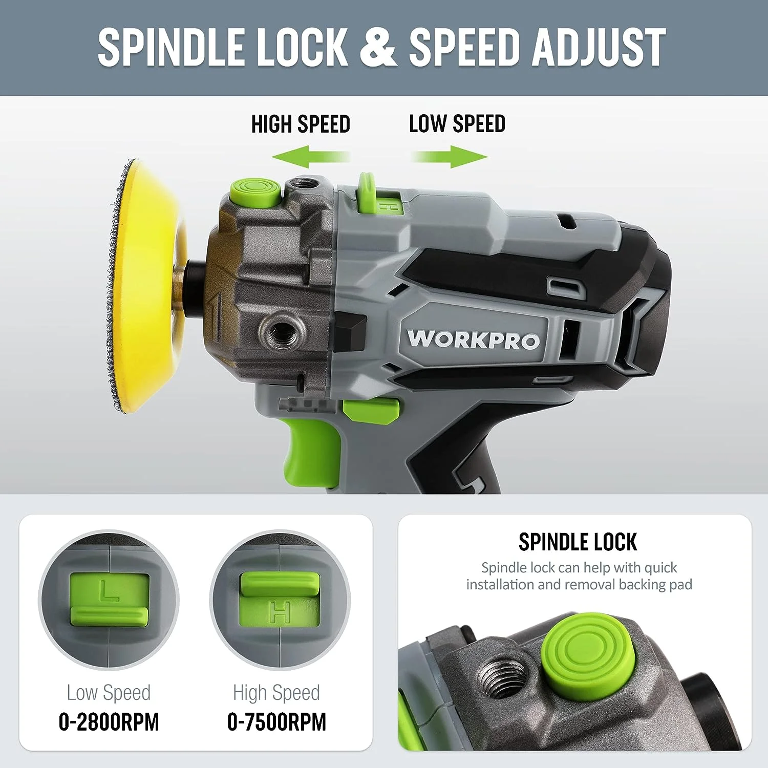 WORKPRO Mini Poliermaschine, 12V Akku Poliermaschine