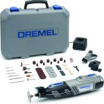 Dremel 8220 Akku Multifunktionswerkzeug 12V Set (mit 45 Zubehören und 2 Vorsatzgeräten, Variable Drehzahleinstellung 5.000-35.000 1/min zum Schleifen, Schneiden, Schärfen, Polieren, Reinigen)