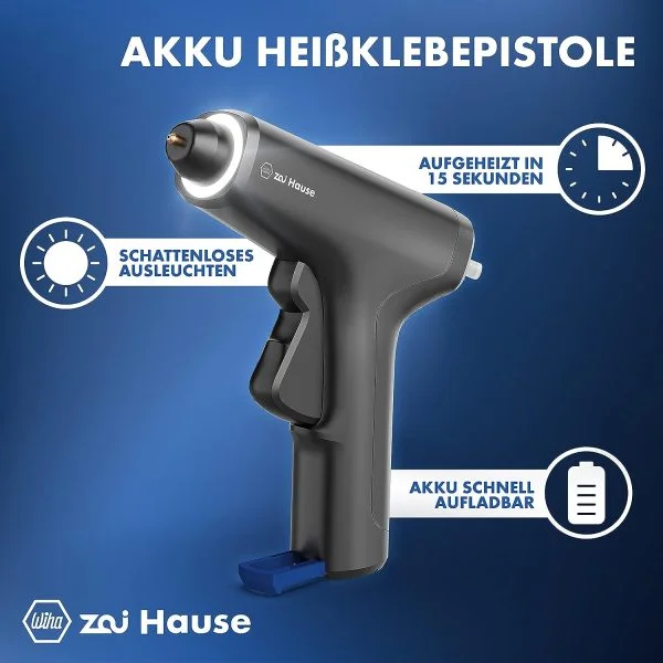 Wiha zai Hause Akku Heißklebepistole Set inkl. Sticks 7 mm
