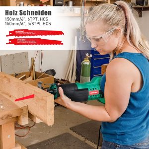 Säbelsäge, HYCHIKA 18V Säbelsäge Akku mit 2x2.0Ah Batterien