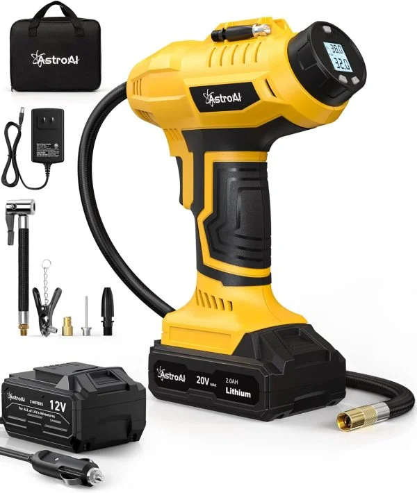 AstroAI 2-in-1 Metallzylinder Luftkompressor 20V Akku & 12V