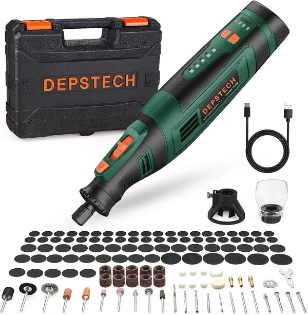 DEPSTECH 8V 2.0Ah Akku Multifunktionswerkzeuge, Rotationswerkzeuge 5 Gang Graviergerät