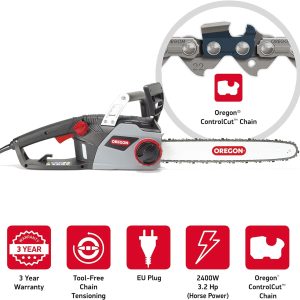 OREGON CS1400 - 2400W leistungsstarke Kettensäge Elektrisch mit 40 cm Kettenführung
