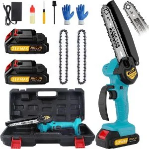 JINDUN Mini Kettensäge, 21V 6 Zoll mit LED Leistungsanzeige