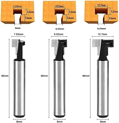flintronic Fräser Schaft, 3-tlg Fräser Set, Fräser für Oberfräse