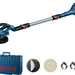 Bosch Professional Trockenbauschleifer GTR 55-225 (550 Watt, Schleifteller-Ø 215 mm, inkl. 1x Schleifblatt M480, 1x Schleifteller-Set weich, 3 x Kabelclip, im Handwerkerkoffer)