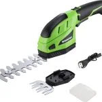 WORKPRO Akku Gras- und Strauchschere, kabellose handliche Grasscheren 3,6V, 2000mAh, 2 Verschiedene Messer, Schnittbreite 8cm, Schnittlänge 12cm, mit Akku und Ladekabel
