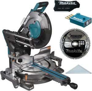Makita LS003GZ01 Akku-Kapp-Gehrungssäge 40V max. (ohne Akku, ohne Ladegerät) inkl. AWS Funk-Adpater WUT01, Petrol