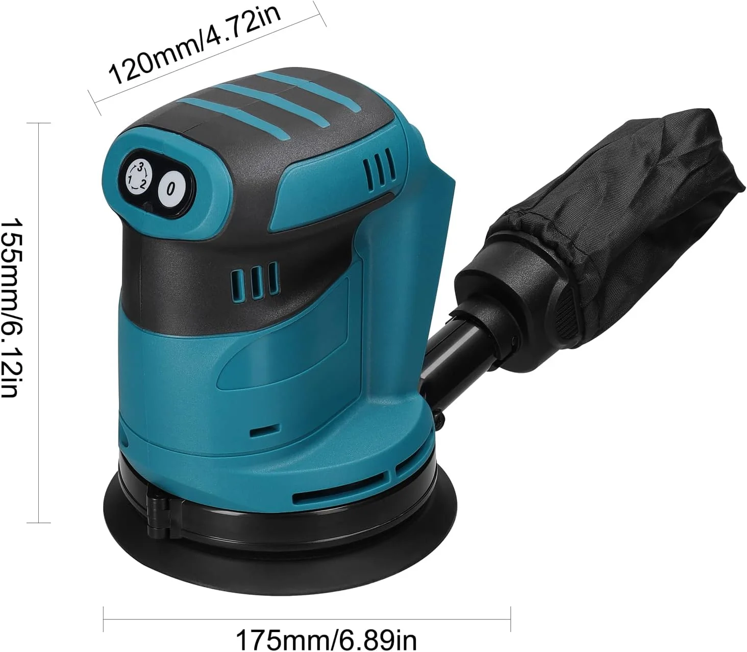 KKnoon 125 mm Bürstenmotor Akku-Exzenterschleifer