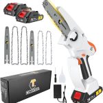 Akku Kettensäge - 6-Zoll und 8-Zoll 2-in-1 Set, Mini Handkettensäge mit 2 Akkus und 2 gehärteten Legierungsketten, Tragbare Einhand-Elektrokettensäge für Baumzweige, Hof, Haushalt und Garten