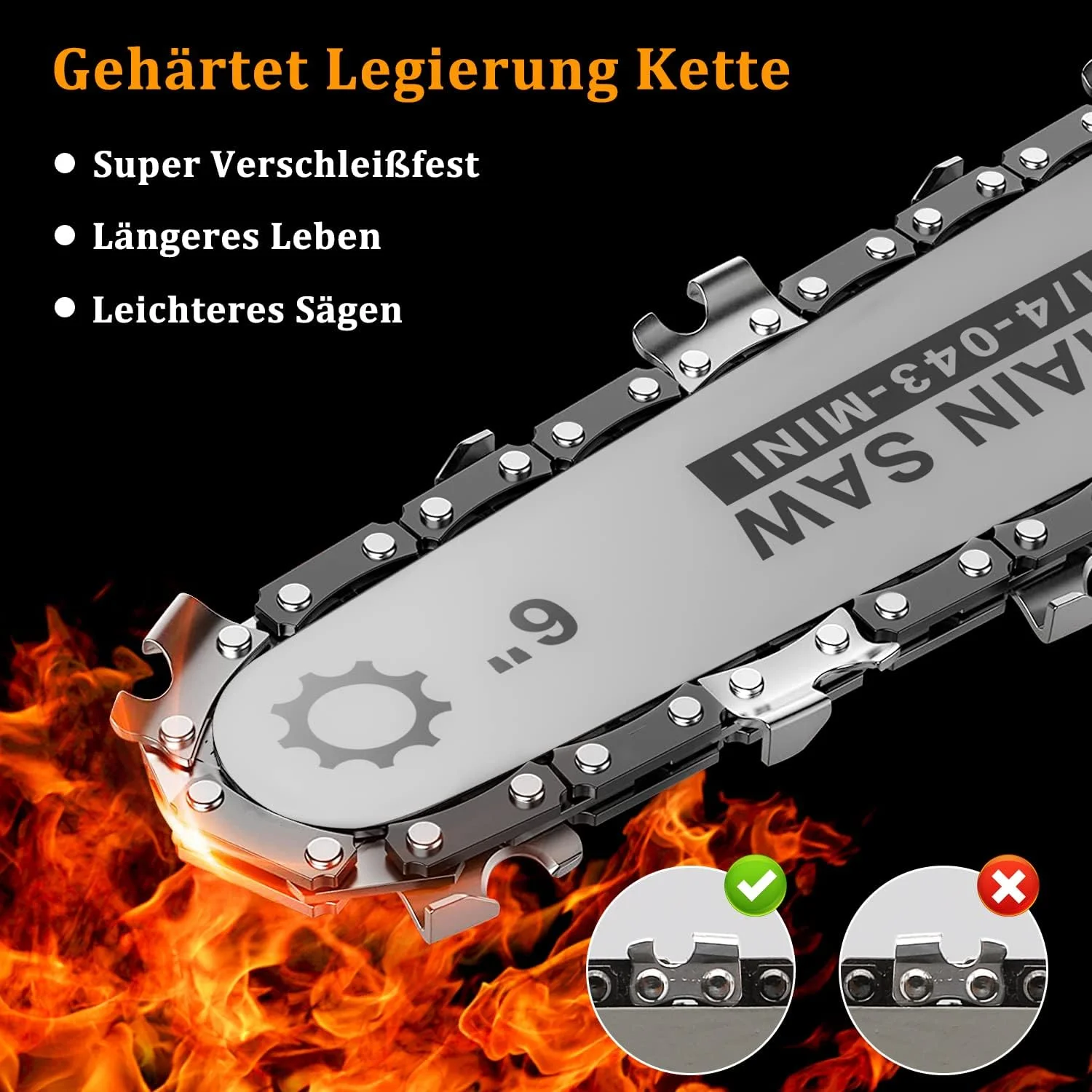 Mini Kettensäge mit Akku, JINDUN Akku Kettensäge