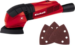 Einhell Deltaschleifer TC-DS 19 (190W, 20000 1/min Schwingzahl, ergonomischer Softgriff, Extreme Fix, Staubabsaugadapter, inkl. 3 Stück Schleifpapier), Rot