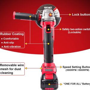 WONET Akku Winkelschleifer mit Akku (20V/4Ah)