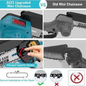 JINDUN Mini Kettensäge, 21V 6 Zoll Akku Kettensäge