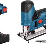 Bosch Professional 12V System Akku Stichsäge GST 12V-70 (Schnitttiefe in Holz: 70 mm, inkl. 2x Sägeblatt, Gleitschuh, Spanreißschutz, 2x 3.0Ah Akkus und Ladegerät, in L-BOXX)