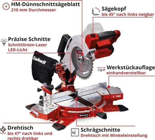 Einhell Akku-Kappsäge TE-MS 18/210 Li-Solo Power X-Change
