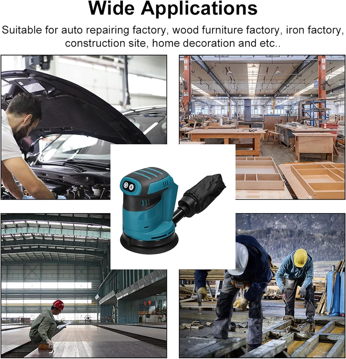 KKnoon 125 mm Bürstenmotor Akku-Exzenterschleifer