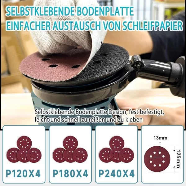 Akku-Exzenterschleifer, 125 mm Schleifmaschine Ersatz Für Makita DBO180Z