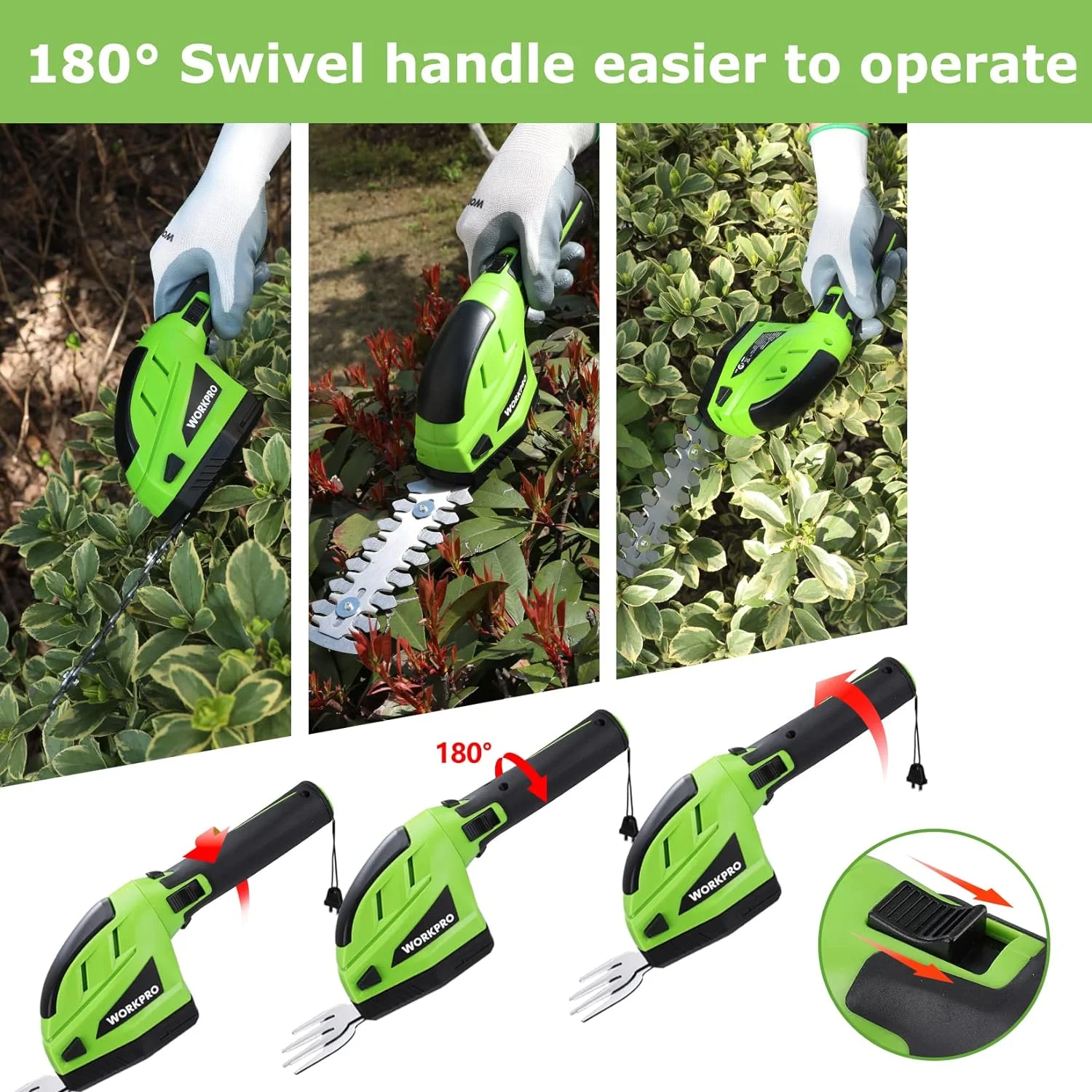 WORKPRO Akku Gras- und Strauchschere