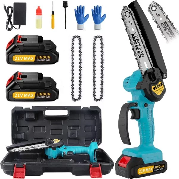 JINDUN Mini Kettensäge, 21V 6 Zoll Akku Kettensäge