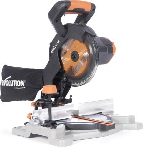 Evolution Power Tools R185CMS Li Akku-Gehrungs- und Kappsäge mit Mehrzweck-Schneide, 45° Fasen-, 45° Gehrungsschnitte, 850 W – 185 mm TCT-Sägeblatt im Lieferumfang enthalten, 3 Jahre Garantie
