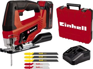 Einhell Akku-Stichsäge TC-JS 18 Li (1x2,5 Ah) Power X-Change (Li-Ion, 18 V, Pendelhubfunktion, Absaugadapter, inkl. 1x 2,5 Ah Akku, Ladegerät und Koffer)