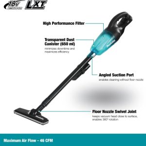 Makita DCL180ZB Akku Staubsauger, Schwarz