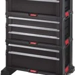 KETER Trolley Modul mit 7 Schubladen – Werkstattwagen für kleine und große Werkzeuge – Abnehmbare Lenkrollen mit Bremsen, 60 x 37,8 x 83,2 cm, Schwarz, mit Kleinteileorganizer, mobile Werkstatt