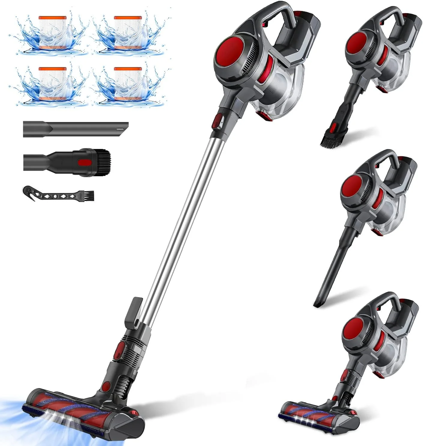 Authmic Akku Staubsauger, Kabellos mit 25000pa Saugkraft